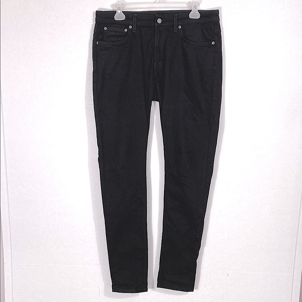 Nudie Jeans Men’s Black Skinny Lin Denim Jeans Size 33x32